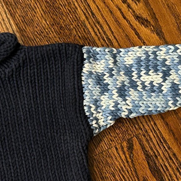 NEW La Folie hand-knit boys navy blue sweater w/hat 0-12M - Picture 3 of 4